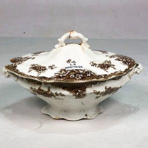 Plato Centro y Salsera con Tapa de Porcelana Inglesa Royal Marlborough - imagen 4