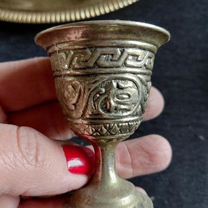 Juego de Té Árabe Metálico con Bandeja y Vasos - imagen 2