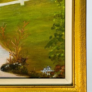 Cuadro al óleo "Paisaje campestre" firmado "Alis" - imagen 3