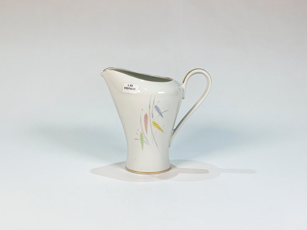 Jarra de Porcelana Bavaria Edelstein Blanca con Hojas y Espigas