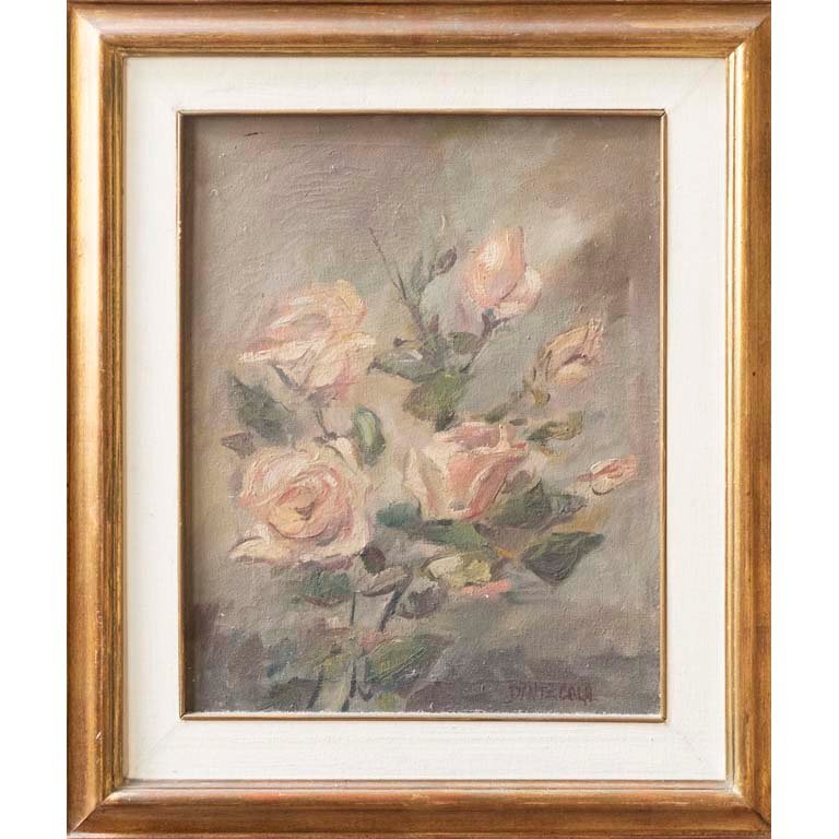 Óleo "Flores" de Dante Cola, 48 x 38 cm