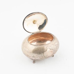 Alhajero Oval de Plata con Tapa Abatible y Figura de Ave - imagen 3