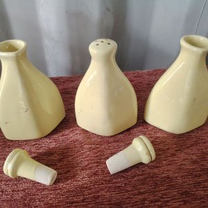 Juego de Aceitera, Vinagrera y Salero de Cerámica Vintage - imagen 5