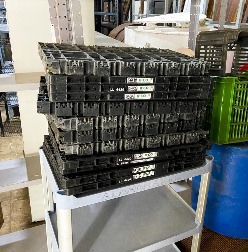 Lote de 12 Cajones Plásticos Plegables Negros IFCO LL 6420