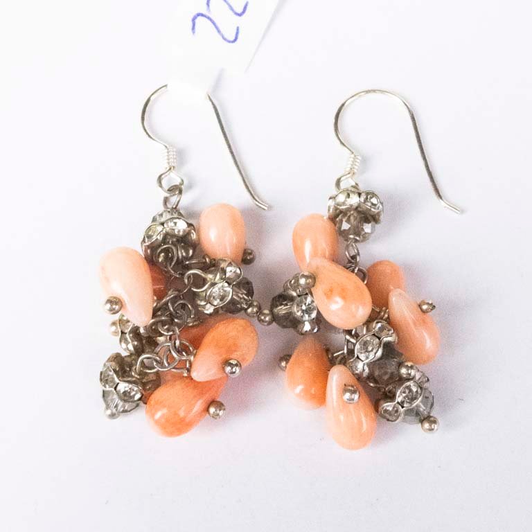 Par de caravanas de plata con piedras - Peso: 7gr - Medidas: 2cm