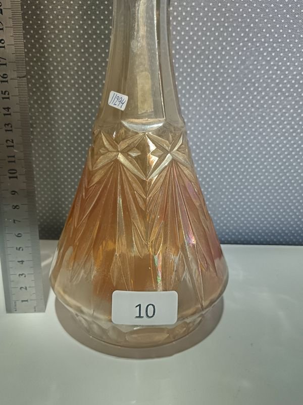 Vaso de cristal labrado en ámbar, antiguo y hermoso - imagen 2