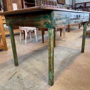 Mesa de campo primitiva en pino brasil c/ 1 cajon patas laqueadas 1,56 x 0,80 x 0,78 alto - imagen 6