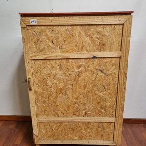 Lote anterior: Mueble de Madera Clara con Puerta y Estantes, Tapa Rojiza