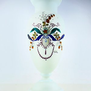Potiche de Vidrio Esmerilado Blanco con Esmalte Decorativo - 38.5 cm (Sin Tapa) - imagen 4
