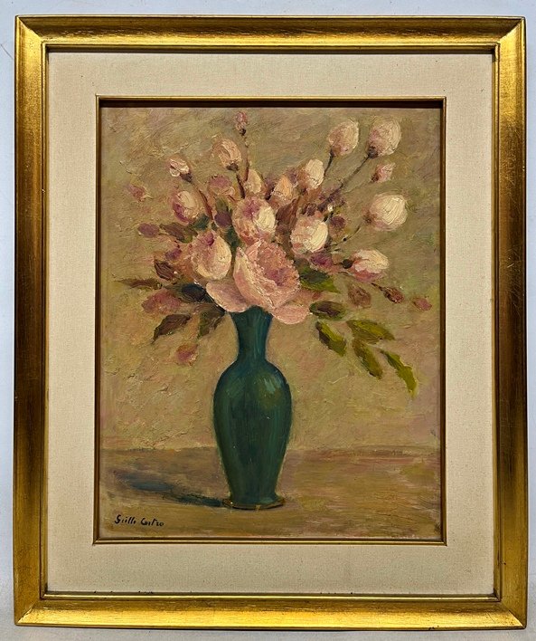 Lote siguiente: Pintura de Guille Castro: Florero en Olio sobre Cartón