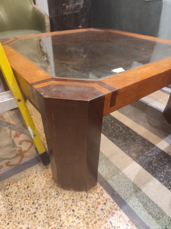 MESA RATONA CON TAPA ENCHAPADA EN VIDRIO - imagen 3