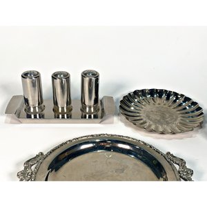 Set de 4 piezas de metal: 3 centros y 1 especiero con depósito de acrílico - imagen 3