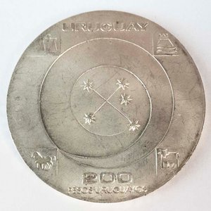 Moneda de Plata Uruguaya 200 Pesos 1999 "Encuentro de Dos Mundos" - imagen 2