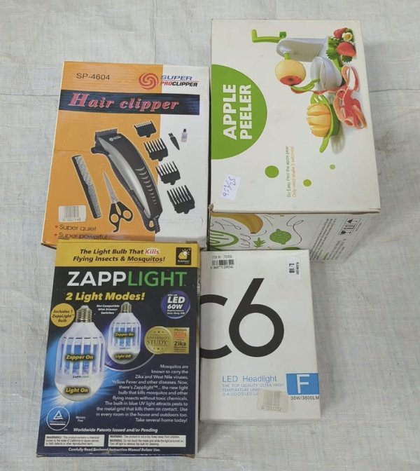 Cuatro piezas: pelador de fruta, lamparas de auto, lampara mata insectos y cortadora de cabello. - imagen 1