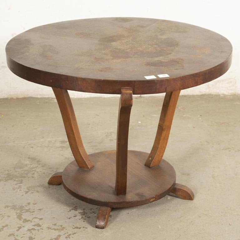 Mesa Art Decó Circular de Tres Patas con Estante