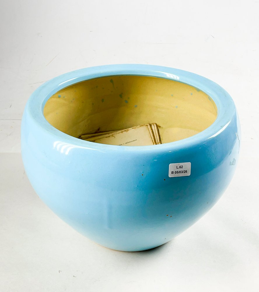 Macetero y taza en ceramica celeste - imagen 2