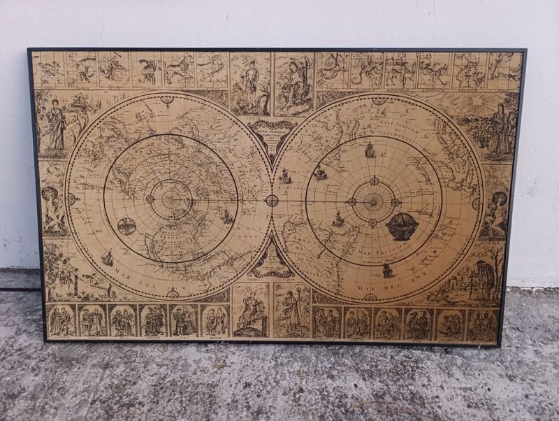 Lote siguiente: CUADRO NUEVO PLANO TERRESTRE - Mapa antiguo con ilustraciones geográficas