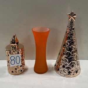 Adornos Navideños: Velón y Árbol de Estrellas, Florero Naranja - imagen 3