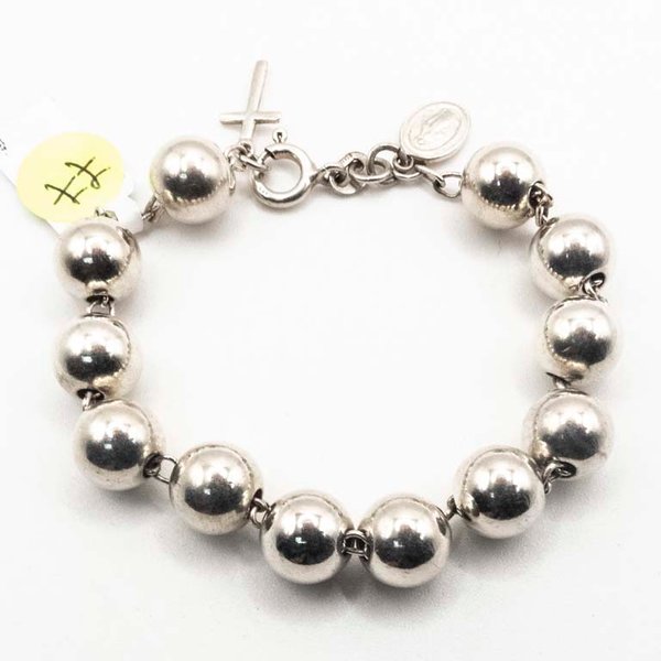 Pulsera Rosario de Plata 925 con Dije Virgen Milagrosa - imagen 1