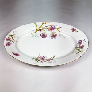 Fuente Oval Limoges Francia Porcelana Blanca Floral 40x28cm - imagen 2
