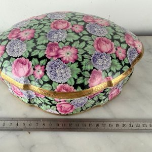 Cofre Corazón Limoges Francia Porcelana Floral Dorado - imagen 2