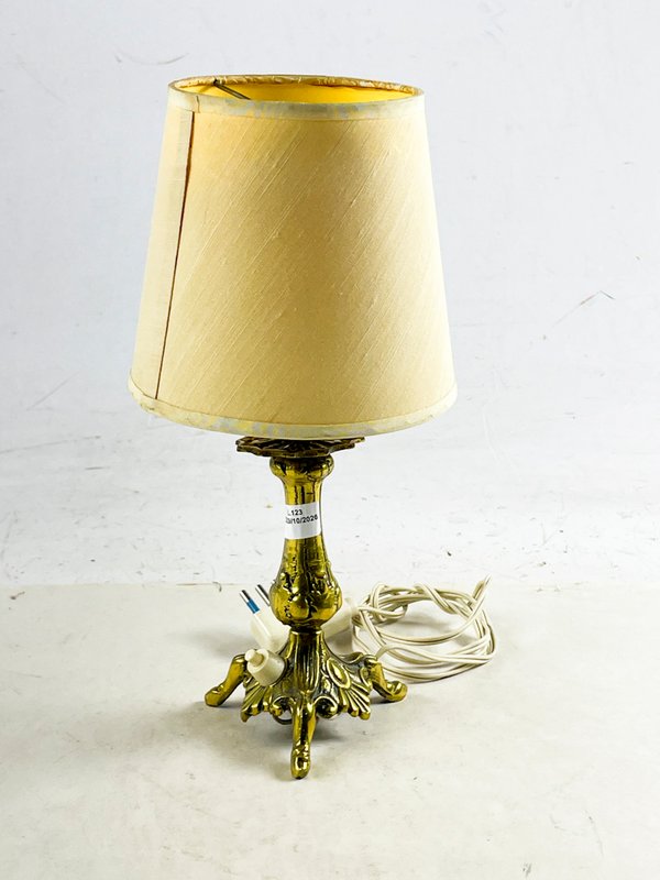 Lámpara de Mesa Antigua de Bronce con Pantalla Textil - imagen 1