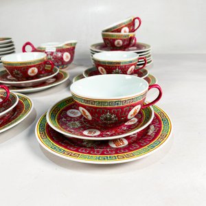 Juego de Loza Oriental China: 32 Piezas con Tazas, Platos y Lechera - imagen 2