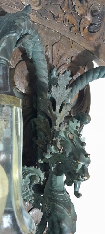 Antigua Iluminacion de pared Fines de 1800 Grifo de Bronce con su patina Original una Raresa - imagen 8
