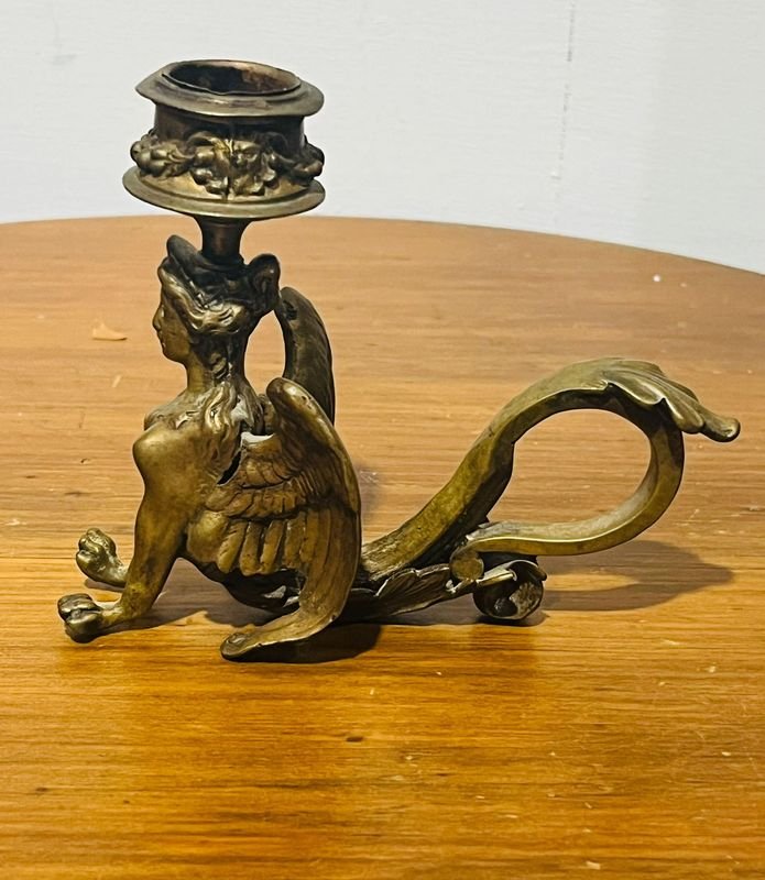 Antiguo porta vela Art Deco en bronce del principio del siglo XX - imagen 2