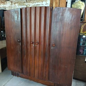 Ropero Estilo Art Decó de Madera Oscura con 4 Puertas - imagen 4