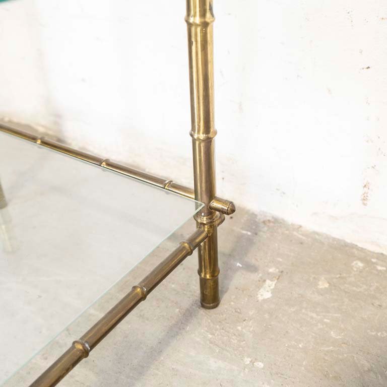 Mesa lateral de living en bronce imitación cañas - imagen 3