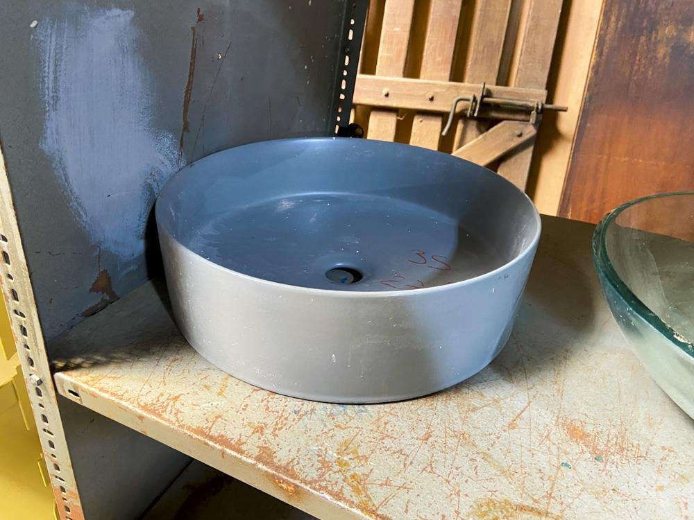 Bacha de Baño Circular Gris Loza 39 cm Diámetro