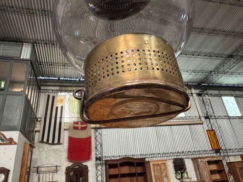 Farol Marino De Quero Seno En Láton Y Vidrio Sopado - imagen 6