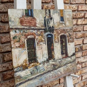 Obra de Aldo Curto: "Casa de la Rambla Portuaria" - Óleo 44x55 cm - imagen 3