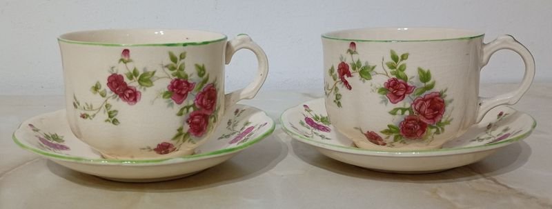 Tazas Vintage de Loza con Platillo - imagen 3