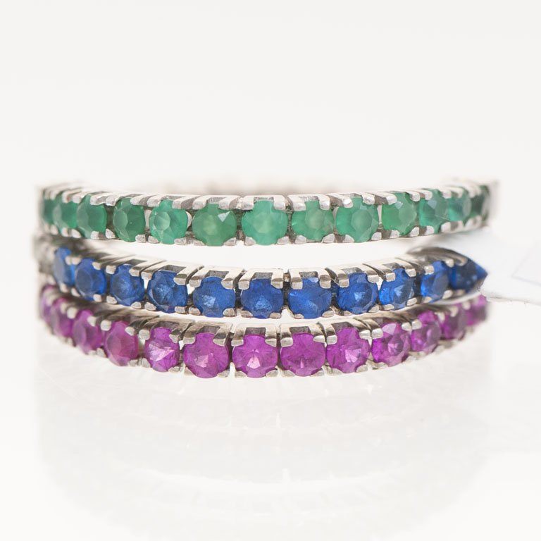 Anillo articulable de oro con rubíes, zafiros y brillantes - imagen 2