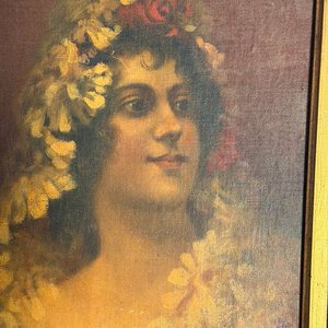 Óleo Retrato Femenino Firmado Enrique Carreza, 1901 - imagen 5