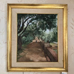 Cuadro con Marco Dorado: Paisaje de Parque con Persona - imagen 2