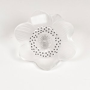 Flor de Cristal Lalique Transparente con Detalles Negros - imagen 4