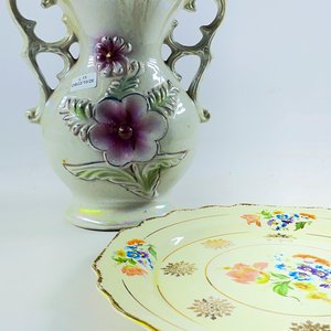 Juego de Florero con Asas y Plato Decorativo Floral - imagen 2