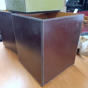 Papeleras de Cuero Marrón y Verde - imagen 4