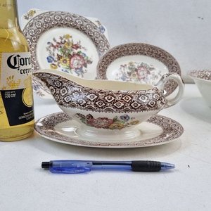 Juego Vajilla Antigua Inglesa "Harvard Empire" Loza Fina Floral 4 Piezas - imagen 4