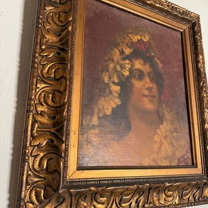 Óleo Retrato Femenino Firmado Enrique Carreza, 1901 - imagen 7