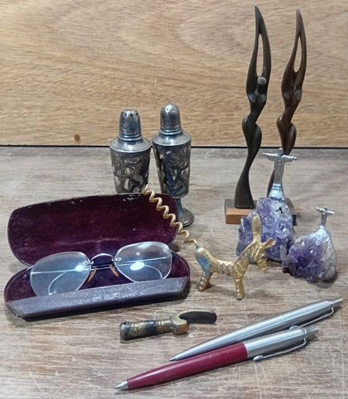 Lotes de artículos vintage en bronce y madera - imagen 2