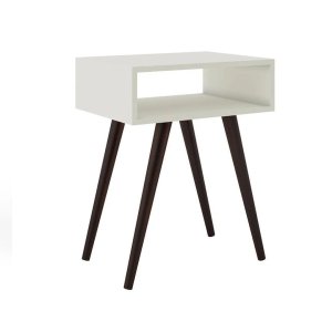 Mesa Auxiliar Retro Blanca con Patas Cónicas Oscuras - imagen 2