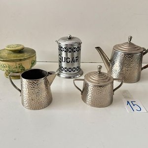 Juego de Té Metálico y Azucarero con Tapa de Loza - imagen 3