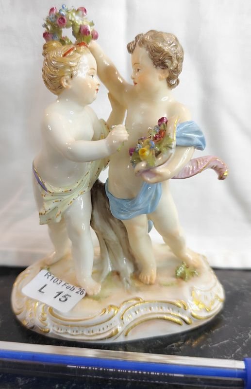 Figura de porcelana Meissen de dos ángeles - imagen 1