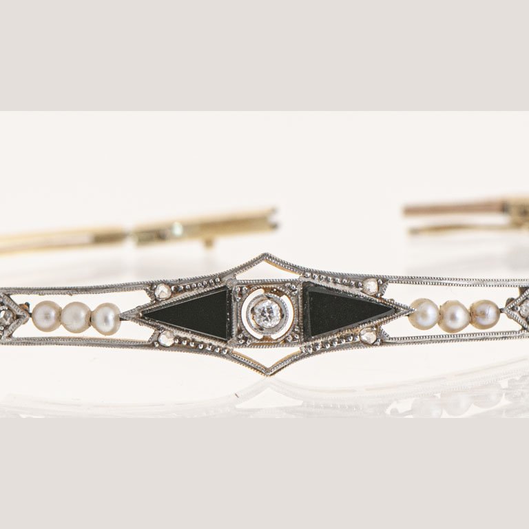 Pulsera de oro con brillante y perlitas - imagen 2