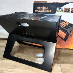 Parrillero Plegable Portátil BBQ Negro Doble Rejilla Nuevo en Caja - imagen 1