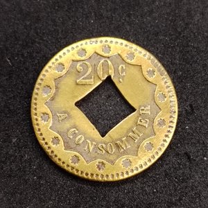 Ficha de Consumo 20 Centésimos Francia Pierre Bussoz París Bronce Diámetro 19.4mm - imagen 1